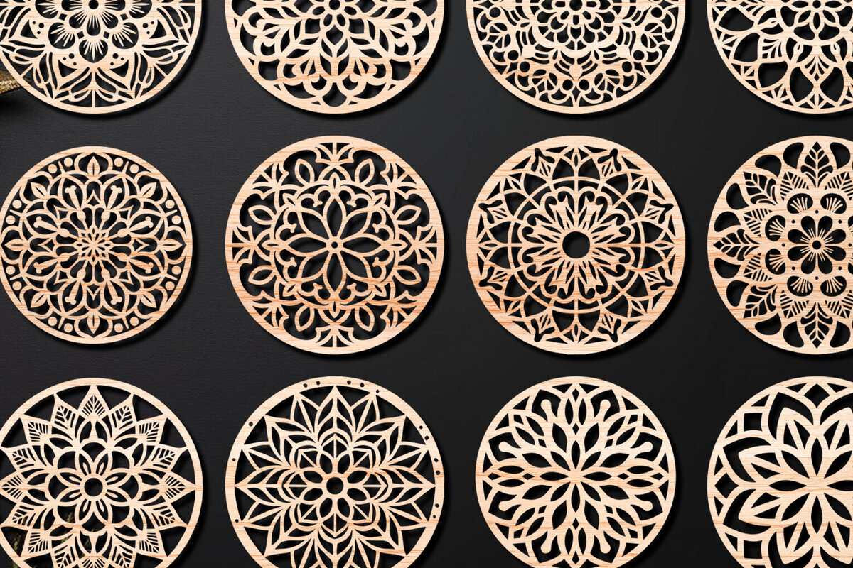 Σετ των 2 Intra απο ξύλο plywood 3mm-4mm πάχος – Πακέτο σχεδίασης σουβέρ κοπής με λέιζερ ξύλου 05 Δίασταση  20x20 cm INTRAFABR-109097962