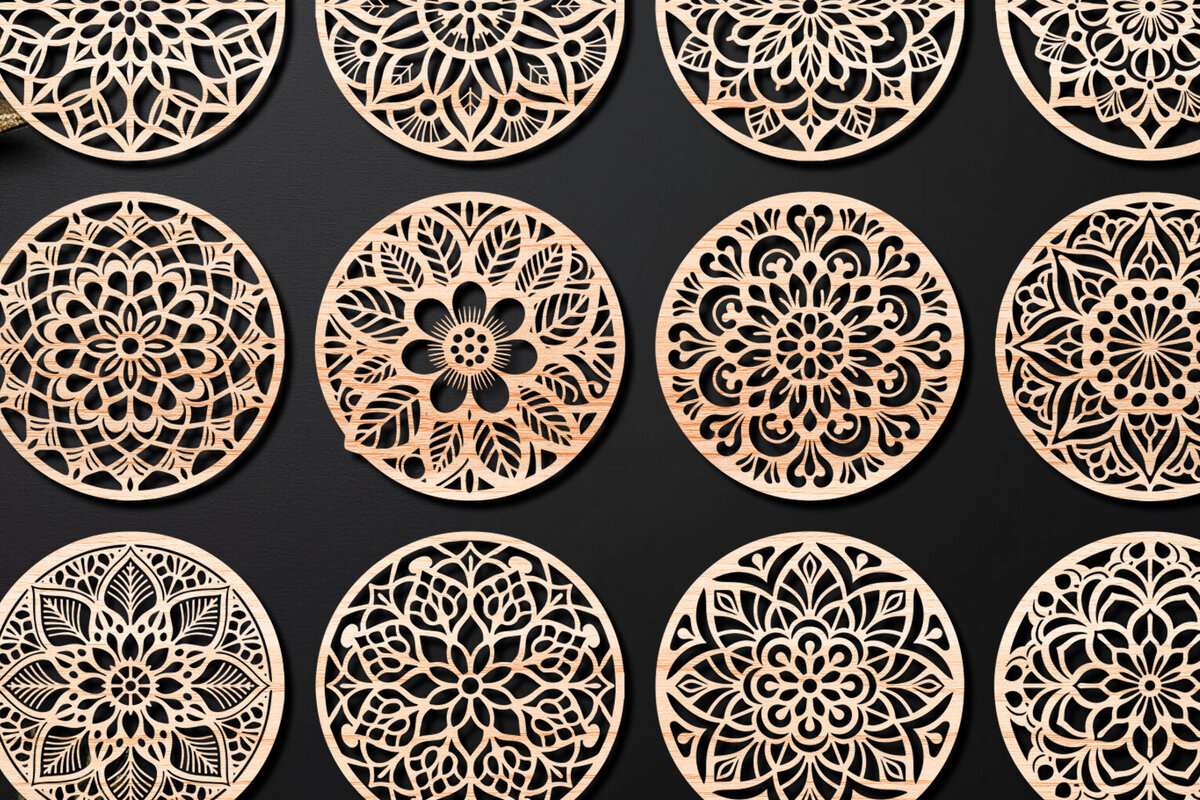 Σετ των 2 Intra απο ξύλο plywood 3mm-4mm πάχος – Πακέτο σχεδίασης σουβέρ κοπής με λέιζερ ξύλου 06 Δίασταση  20x20 cm INTRAFABR-109097994