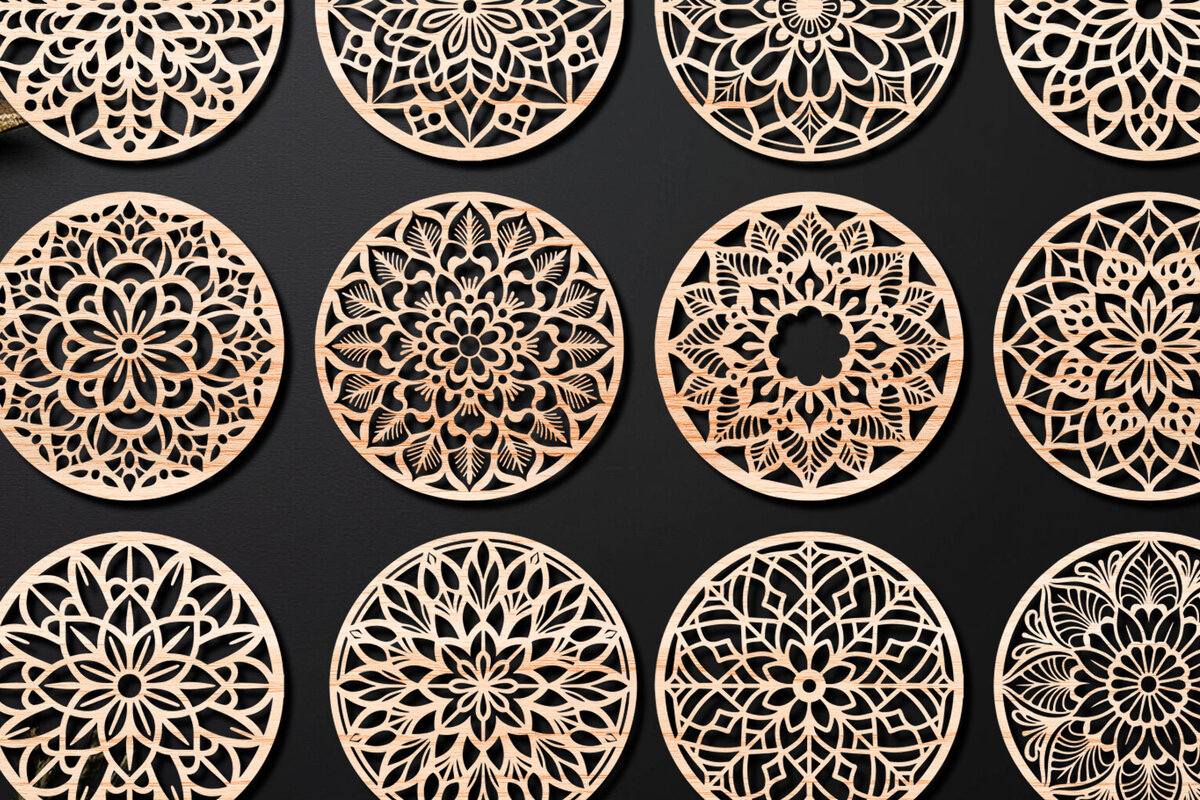 Σετ των 2 Intra απο ξύλο plywood 3mm-4mm πάχος – Πακέτο σχεδίασης σουβέρ κοπής με λέιζερ ξύλου 09 Δίασταση  20x20 cm INTRAFABR-109098045