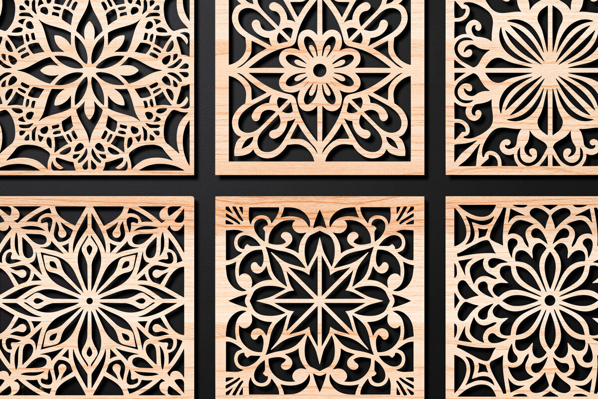 Σετ των 2 Intra απο ξύλο plywood 3mm-4mm πάχος – Σχεδιασμός σουβέρ κοπής με λέιζερ ξύλου Δίασταση  20x20 cm INTRAFABR-108320499