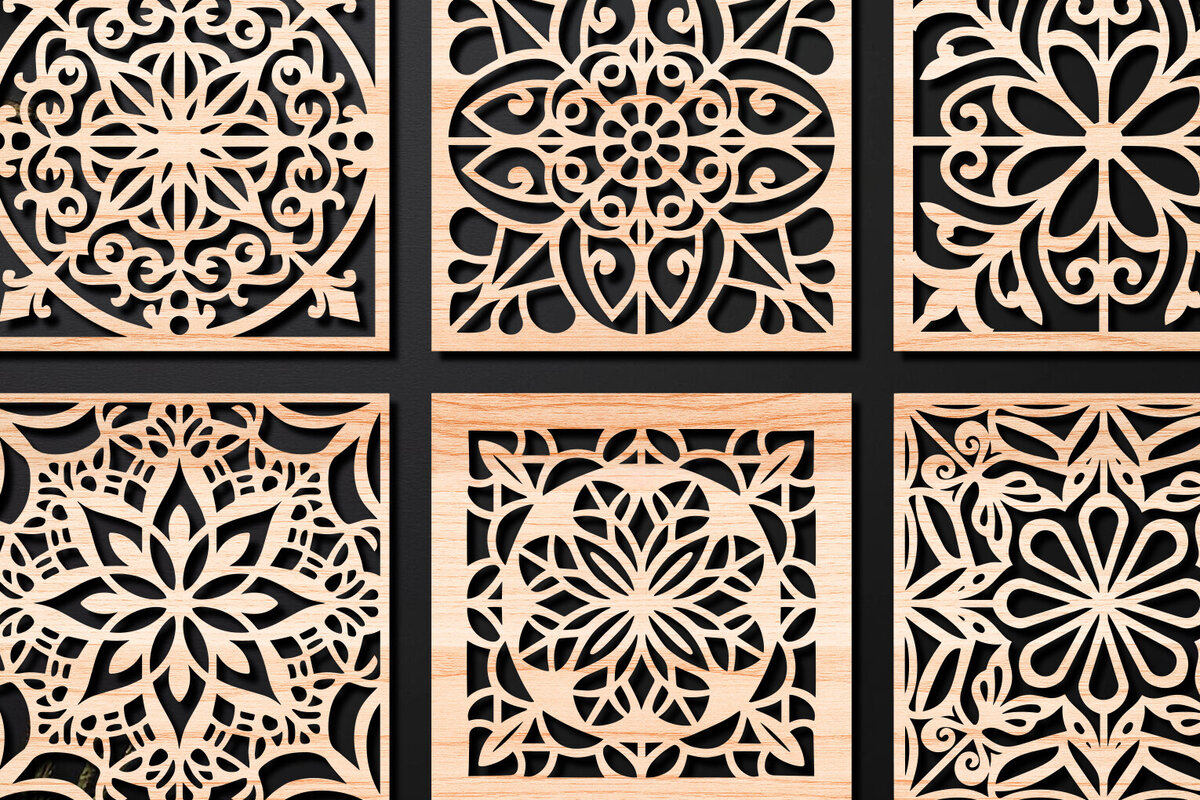 Σετ των 2 Intra απο ξύλο plywood 3mm-4mm πάχος – Σχεδιασμός σουβέρ κοπής με λέιζερ ξύλου Δίασταση  20x20 cm INTRAFABR-108320576