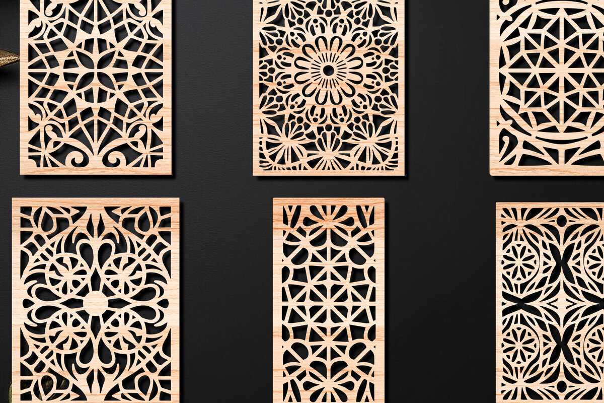 Σετ των 2 Intra απο ξύλο plywood 3mm-4mm πάχος – Σχεδιασμός σουβέρ κοπής με λέιζερ ξύλου Δίασταση  20x20 cm INTRAFABR-108320759