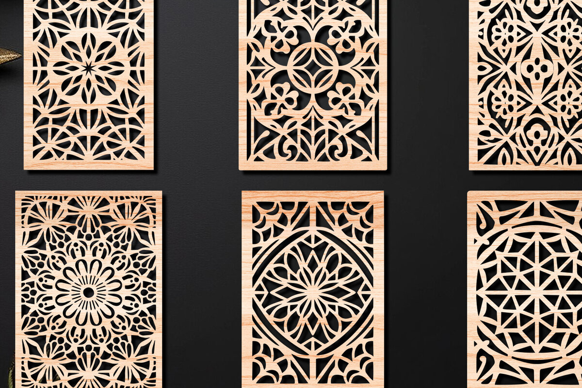 Σετ των 2 Intra απο ξύλο plywood 3mm-4mm πάχος – Σχεδιασμός σουβέρ κοπής με λέιζερ ξύλου Δίασταση  20x20 cm INTRAFABR-108320827