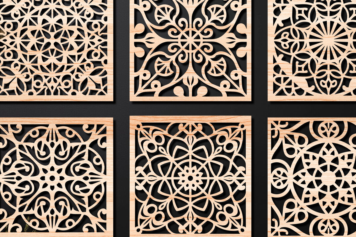 Σετ των 2 Intra απο ξύλο plywood 3mm-4mm πάχος – Σχεδιασμός σουβέρ κοπής με λέιζερ ξύλου Δίασταση  20x20 cm INTRAFABR-108320002