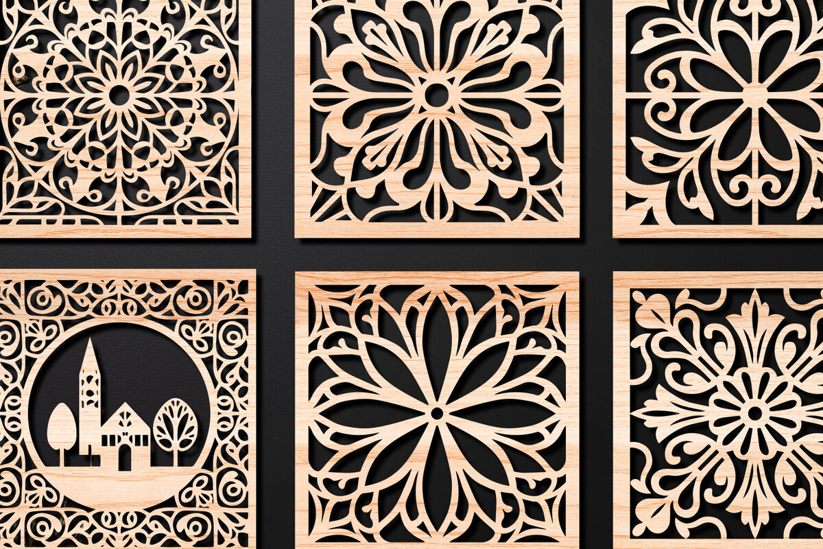 Σετ των 2 Intra απο ξύλο plywood 3mm-4mm πάχος – Σχεδιασμός σουβέρ κοπής με λέιζερ ξύλου Δίασταση  20x20 cm INTRAFABR-108320345