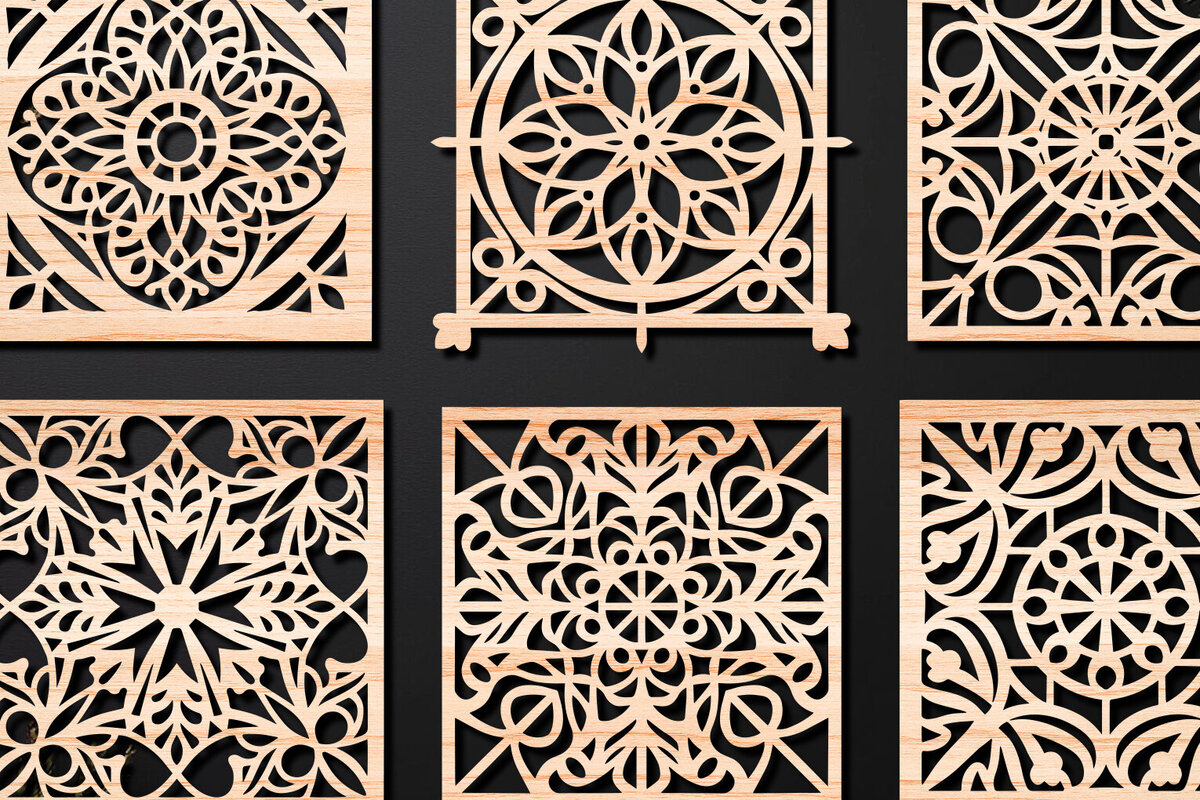 Σετ των 2 Intra απο ξύλο plywood 3mm-4mm πάχος – Σχεδιασμός σουβέρ κοπής με λέιζερ ξύλου Δίασταση  20x20 cm INTRAFABR-108319979