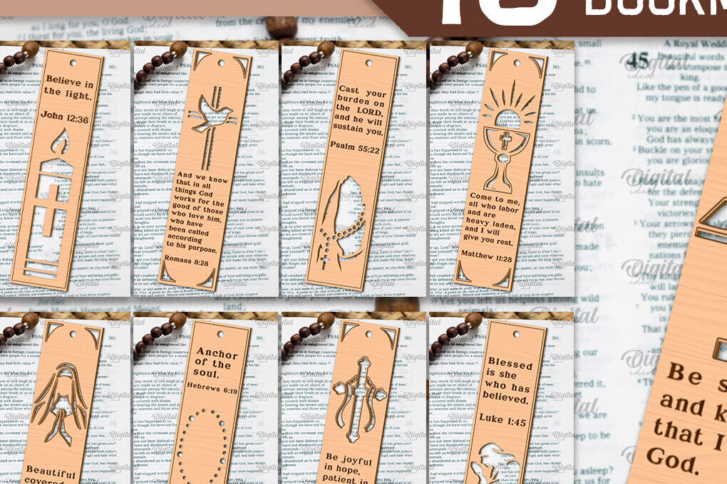 Σετ των 2 Intra απο ξύλο plywood 3mm-4mm πάχος – Θρησκευτικοί σελιδοδείκτες δέσμης Wood LaserCut Δίασταση  20x20 cm INTRAFABR-96807794