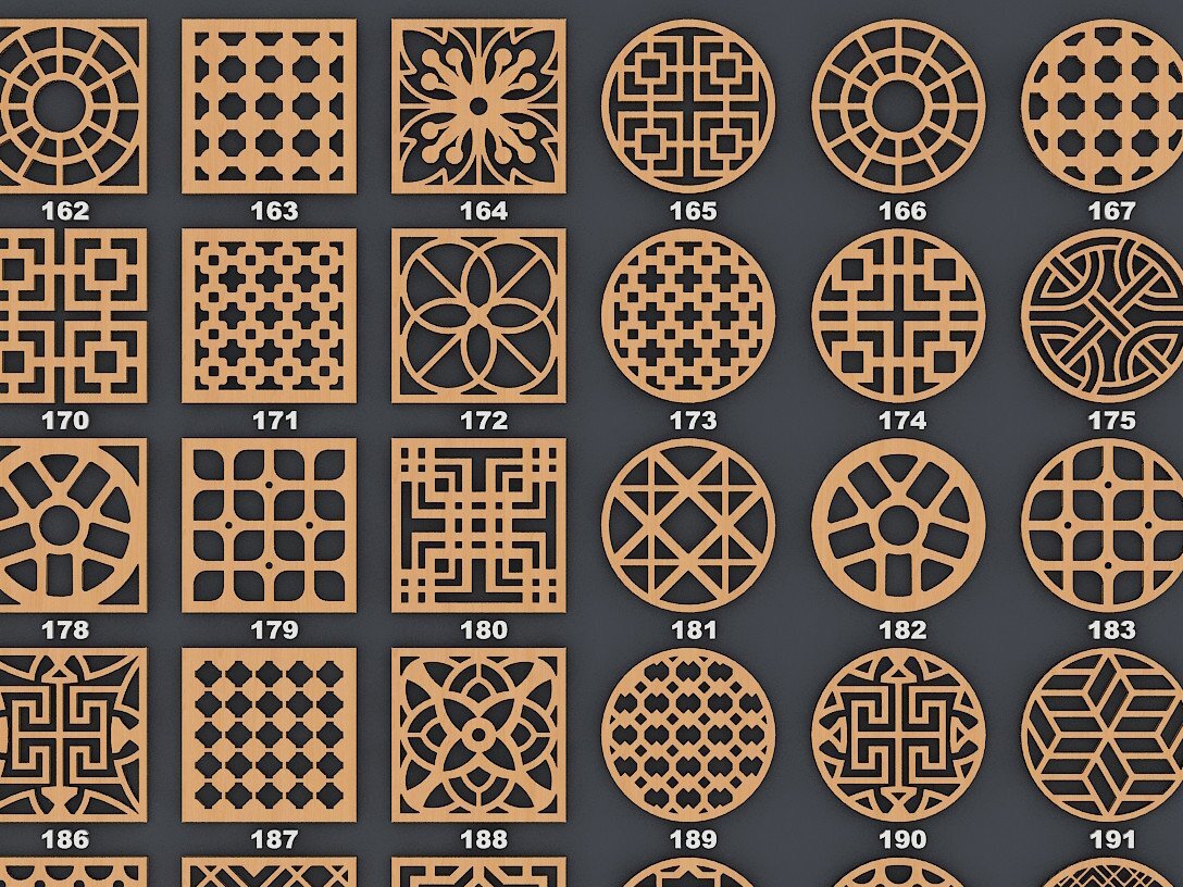 Σετ των 2 Intra απο ξύλο plywood 3mm-4mm πάχος – Δέσμη Ξύλινου Μεταλλικού Σουβέρ / Γκριλ Wall D Δίασταση  20x20 cm INTRAFABR-40250642