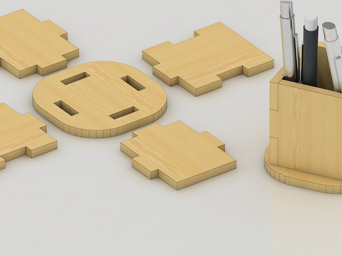 Σετ των 2 Intra απο ξύλο plywood 3mm-4mm πάχος – Ξύλινη θήκη μολυβιού Αρχείο Cut Laser Δίασταση  20x20 cm INTRAFABR-60985190