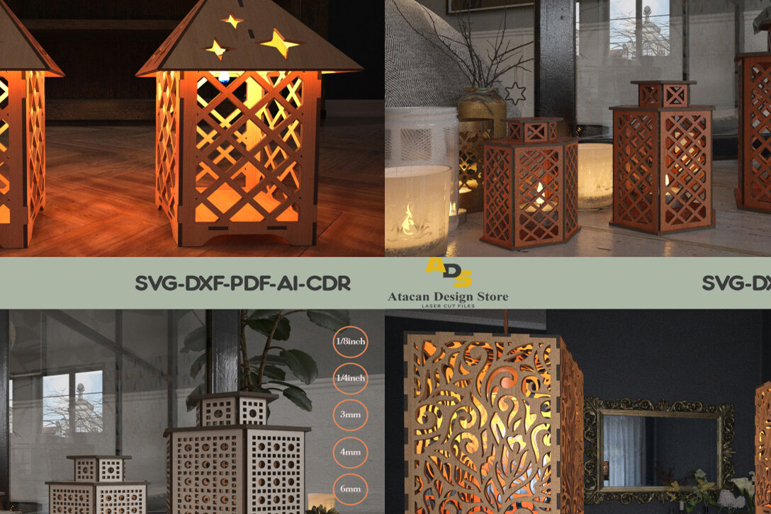 Σετ των 2 Intra απο ξύλο plywood 3mm-4mm πάχος – Ξύλινα κρεμαστά φωτάκια / Κουτί ρεσώ 289 Δίασταση  20x20 cm INTRAFABR-56309917