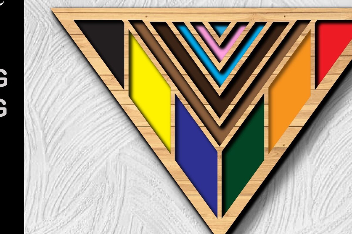 Σετ των 2 Intra απο ξύλο plywood 3mm-4mm πάχος – Wood Progress Pride Flag τρισδιάστατη Δίασταση  20x20 cm INTRAFABR-31975052