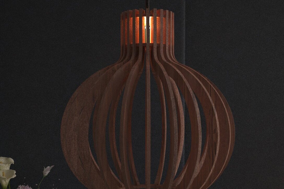 Σετ των 2 Intra απο ξύλο plywood 3mm-4mm πάχος – Κρεμαστό αμπαζούρ Wood Sphere Cut Laser Δίασταση  20x20 cm INTRAFABR-43067333