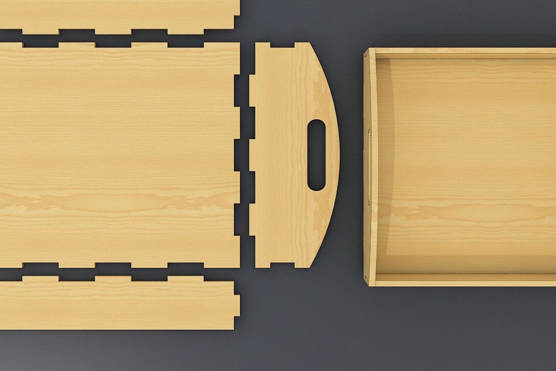 Σετ των 2 Intra απο ξύλο plywood 3mm-4mm πάχος – Ξύλινος δίσκος με λαβές Αρχεία κοπής με λέιζερ Δίασταση  20x20 cm INTRAFABR-37087171