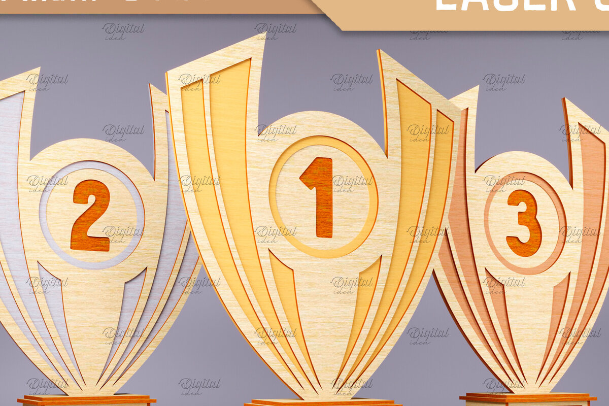 Σετ των 2 Intra απο ξύλο plywood 3mm-4mm πάχος – Wood Trophy. Βραβείο αρχείου αποκοπής λέιζερ Δίασταση  20x20 cm INTRAFABR-83372018