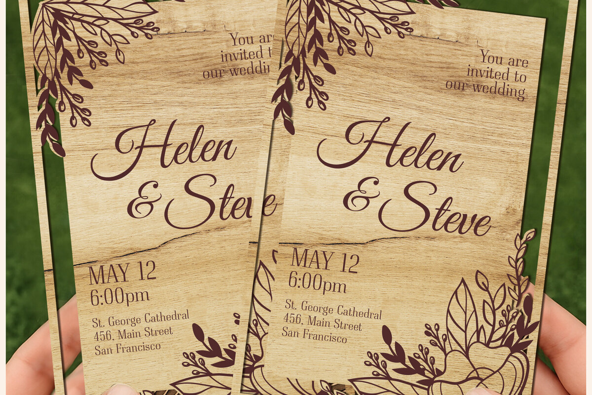 Σετ των 2 Intra απο ξύλο plywood 3mm-4mm πάχος – Ξύλινο Προσκλητήριο Γάμου, Κάρτα Γάμου Δίασταση  20x20 cm INTRAFABR-124850521