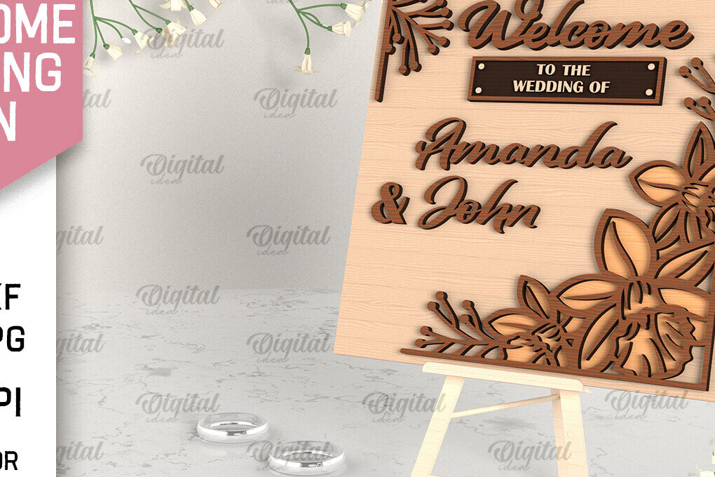 Intra απο ξύλο plywood 3mm-4mm πάχος – Ξύλο Welcome Wedding Sign Cut Laser Δίασταση  40x30 cm INTRAFABR-96822475