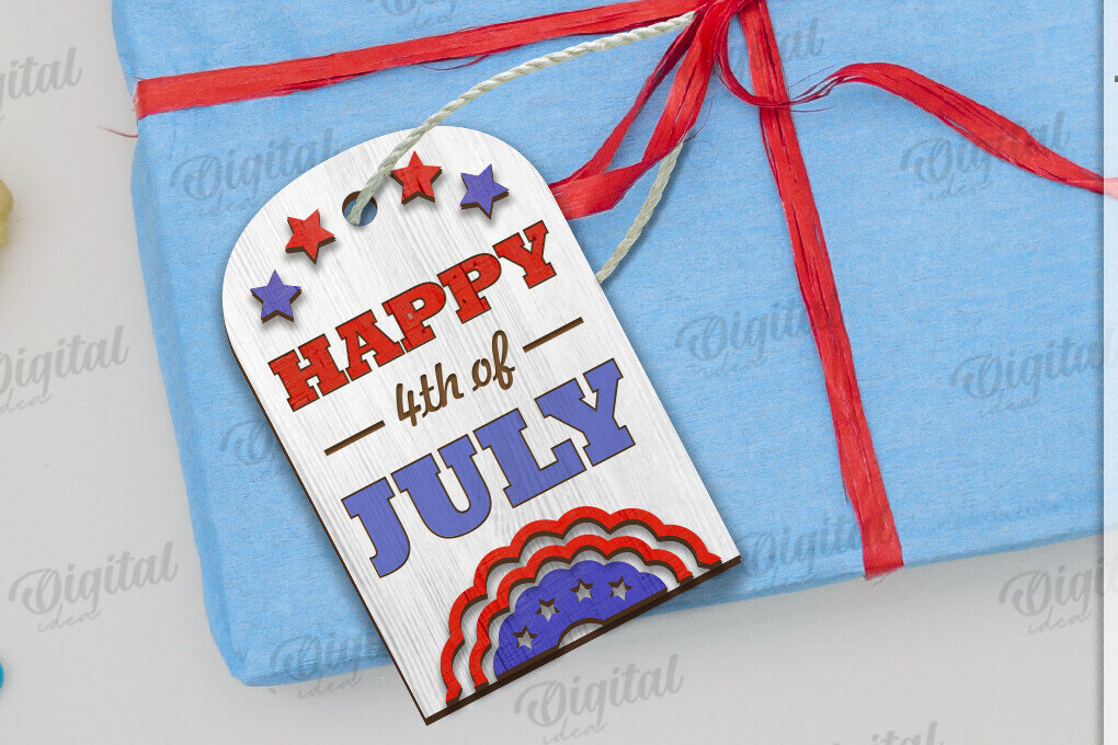 Σετ των 2 Intra απο ξύλο plywood 3mm-4mm πάχος – Ξύλινη ετικέτα δώρου 4ης Ιουλίου Δίασταση  20x20 cm INTRAFABR-122385435