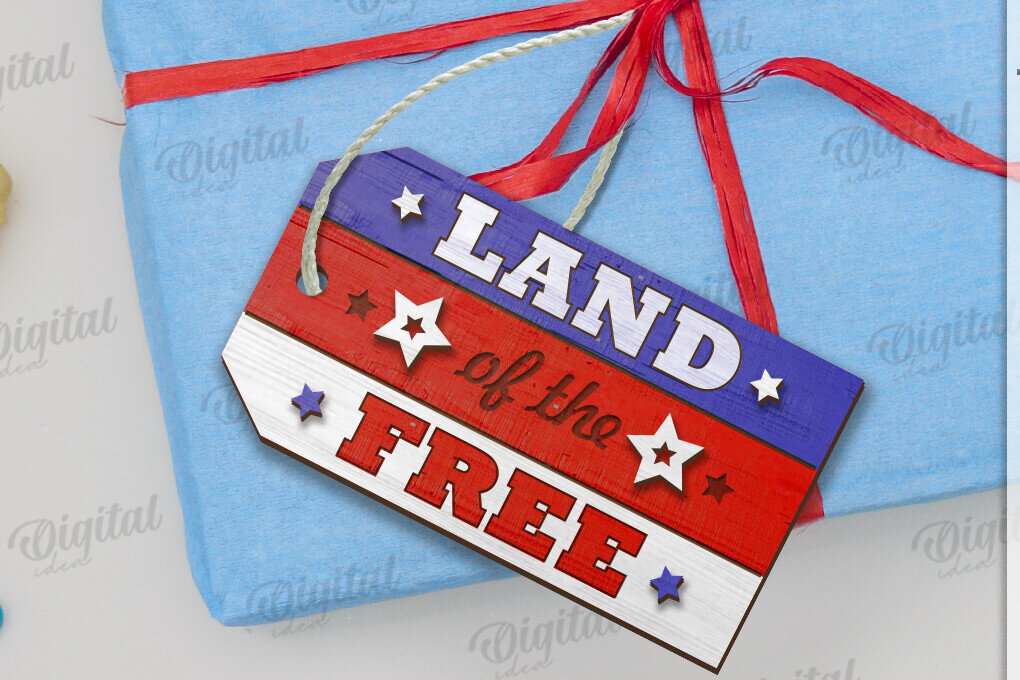 Σετ των 2 Intra απο ξύλο plywood 3mm-4mm πάχος – Ξύλινη ετικέτα δώρου 4ης Ιουλίου Δίασταση  20x20 cm INTRAFABR-122384792