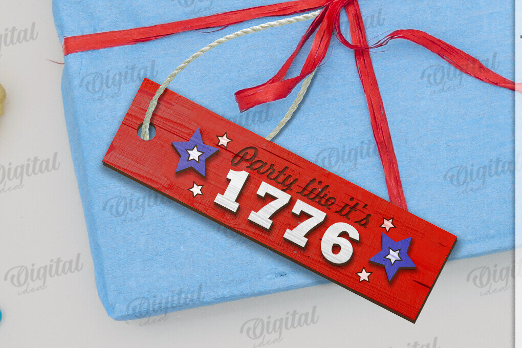 Σετ των 2 Intra απο ξύλο plywood 3mm-4mm πάχος – Ξύλινη ετικέτα δώρου 4ης Ιουλίου Δίασταση  20x20 cm INTRAFABR-122385057