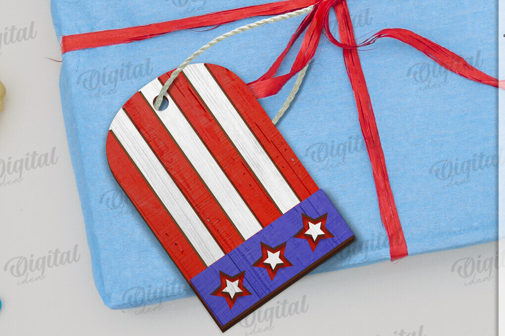 Σετ των 2 Intra απο ξύλο plywood 3mm-4mm πάχος – Ξύλινη ετικέτα δώρου 4ης Ιουλίου Δίασταση  20x20 cm INTRAFABR-122385262