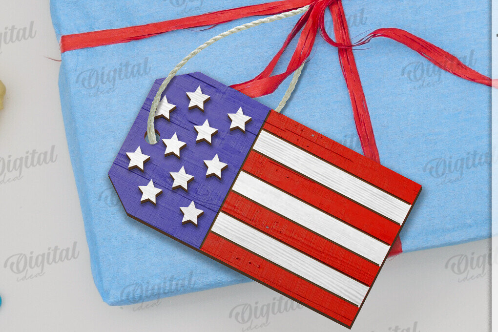 Σετ των 2 Intra απο ξύλο plywood 3mm-4mm πάχος – Ξύλινη ετικέτα δώρου 4ης Ιουλίου Δίασταση  20x20 cm INTRAFABR-122384680