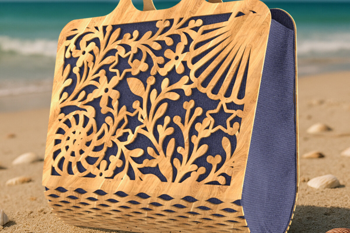 Σετ των 2 Intra απο ξύλο plywood 3mm-4mm πάχος – Ξύλινη τσάντα παραλίας Δίασταση  20x20 cm INTRAFABR-123634505