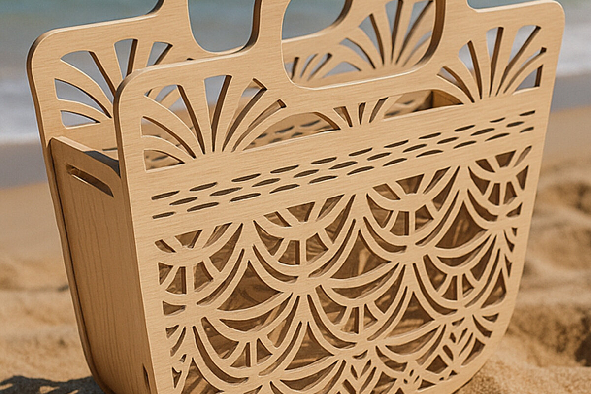 Σετ των 2 Intra απο ξύλο plywood 3mm-4mm πάχος – Ξύλινη τσάντα τσάντας παραλίας Δίασταση  20x20 cm INTRAFABR-123763353