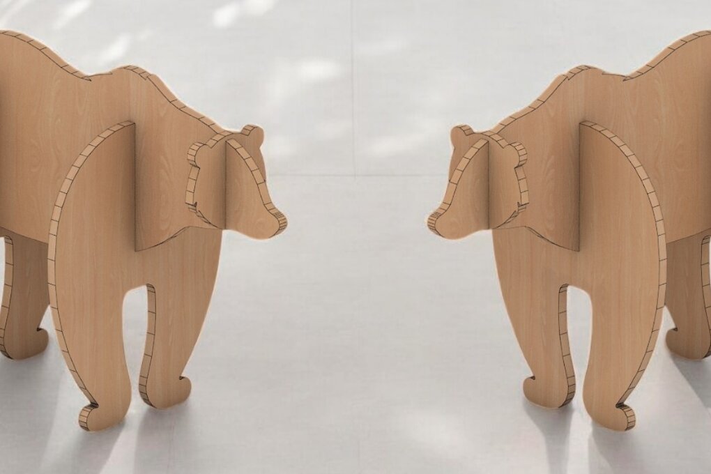 Σετ των 2 Intra απο ξύλο plywood 3mm-4mm πάχος – Ξύλινη αρκούδα - Αρχείο, Κοπή λέιζερ 089 Δίασταση  20x20 cm INTRAFABR-117800106