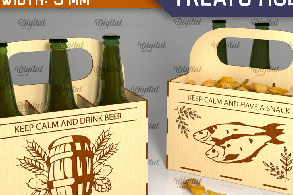 Σετ των 2 Intra απο ξύλο plywood 3mm-4mm πάχος – Ξύλινη θήκη μπύρας και λιχουδιών Δίασταση  20x20 cm INTRAFABR-95778582