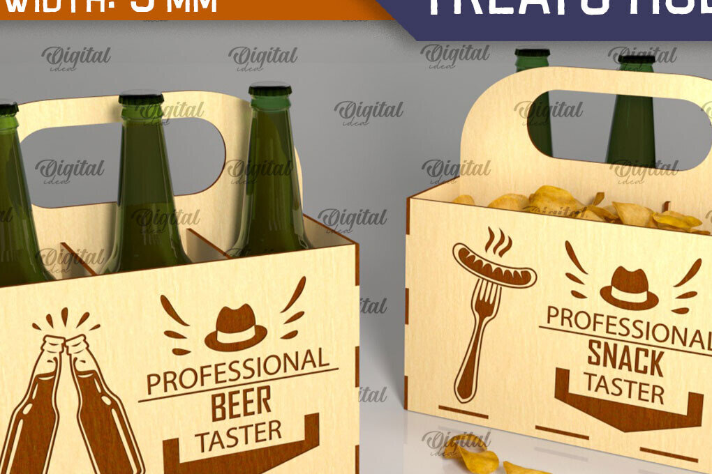 Σετ των 2 Intra απο ξύλο plywood 3mm-4mm πάχος – Ξύλινη θήκη μπύρας και λιχουδιών Δίασταση  20x20 cm INTRAFABR-95777593