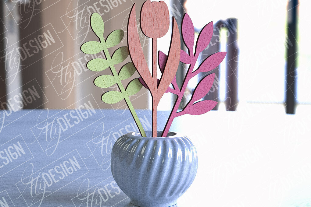 Σετ των 2 Intra απο ξύλο plywood 3mm-4mm πάχος –  Ξύλινης Ανθοδέσμης | Μπουκέτο λουλουδιών Δίασταση  20x20 cm INTRAFABR-92256733