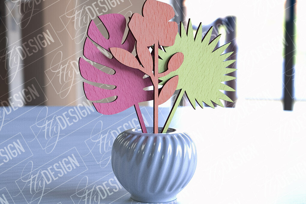 Σετ των 2 Intra απο ξύλο plywood 3mm-4mm πάχος –  Ξύλινης Ανθοδέσμης | Μπουκέτο λουλουδιών Δίασταση  20x20 cm INTRAFABR-92256760