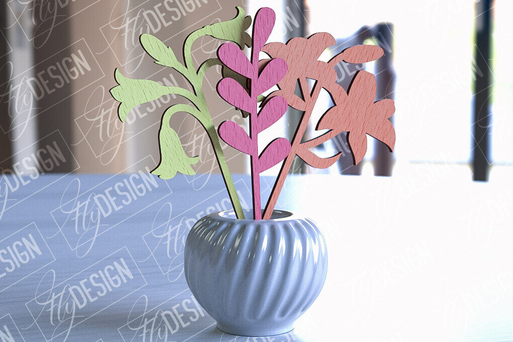 Σετ των 2 Intra απο ξύλο plywood 3mm-4mm πάχος –  Ξύλινης Ανθοδέσμης | Μπουκέτο λουλουδιών Δίασταση  20x20 cm INTRAFABR-92256784