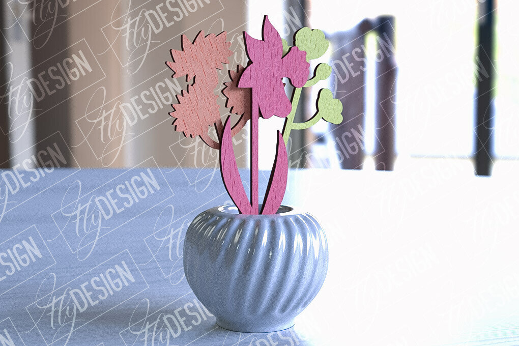 Σετ των 2 Intra απο ξύλο plywood 3mm-4mm πάχος –  Ξύλινης Ανθοδέσμης | Μπουκέτο λουλουδιών Δίασταση  20x20 cm INTRAFABR-92256866