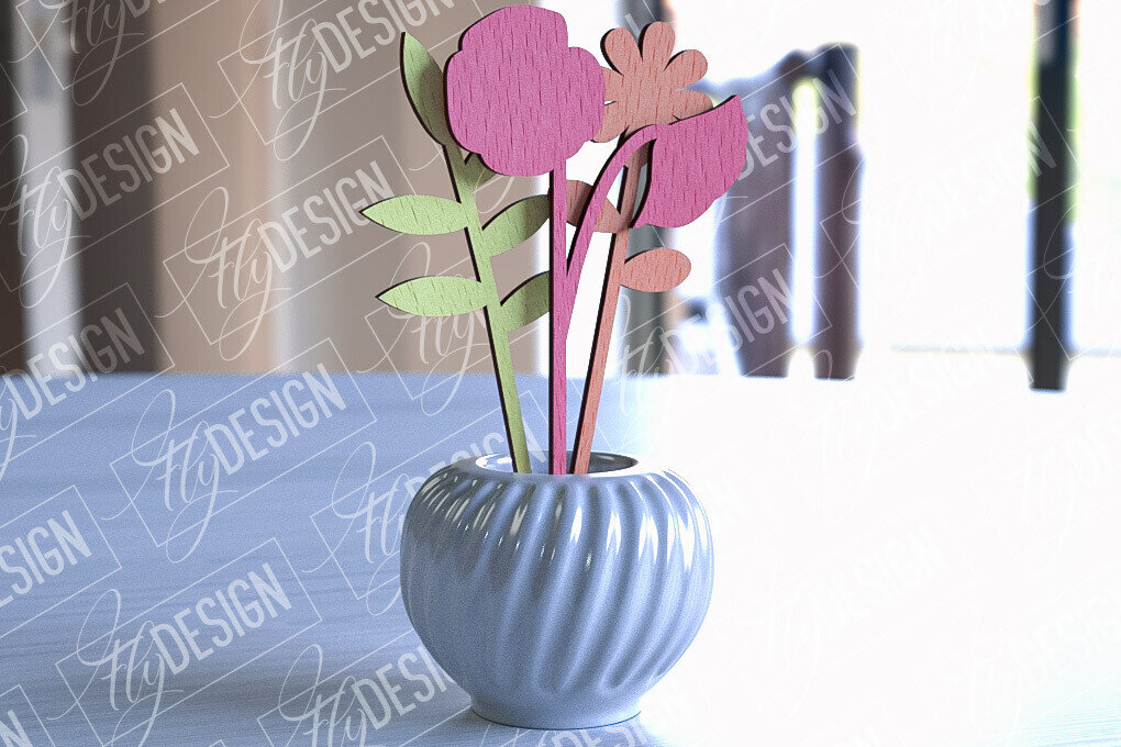 Σετ των 2 Intra απο ξύλο plywood 3mm-4mm πάχος –  Ξύλινης Ανθοδέσμης | Μπουκέτο λουλουδιών Δίασταση  20x20 cm INTRAFABR-92256913