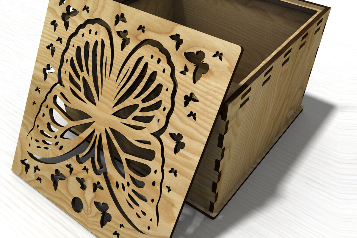 Intra απο ξύλο plywood 3mm-4mm πάχος – Ξύλινο κουτί με συρόμενο καπάκι πεταλούδας Δίασταση  20x20 cm INTRAFABR-123133202