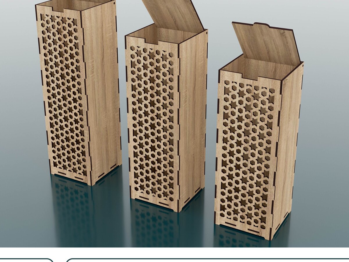 Σετ των 2 Intra απο ξύλο plywood 3mm-4mm πάχος – Ξύλινο κουτί με καπάκι Files Δίασταση  20x20 cm INTRAFABR-48457050