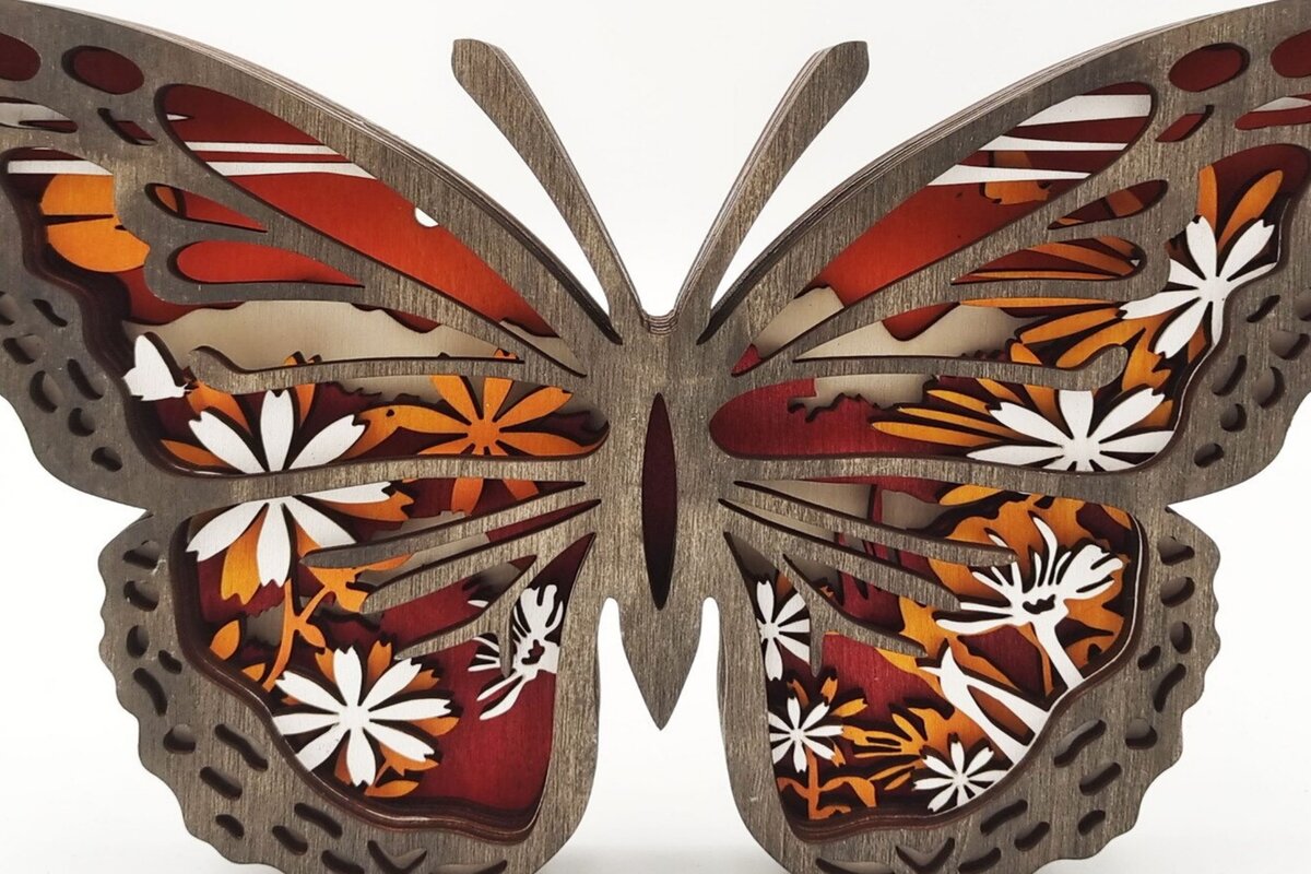 Σετ των 2 Intra απο ξύλο plywood 3mm-4mm πάχος – Χριστουγεννιάτικο στολίδι με ξύλινη πεταλούδα Δίασταση  20x20 cm INTRAFABR-51141045