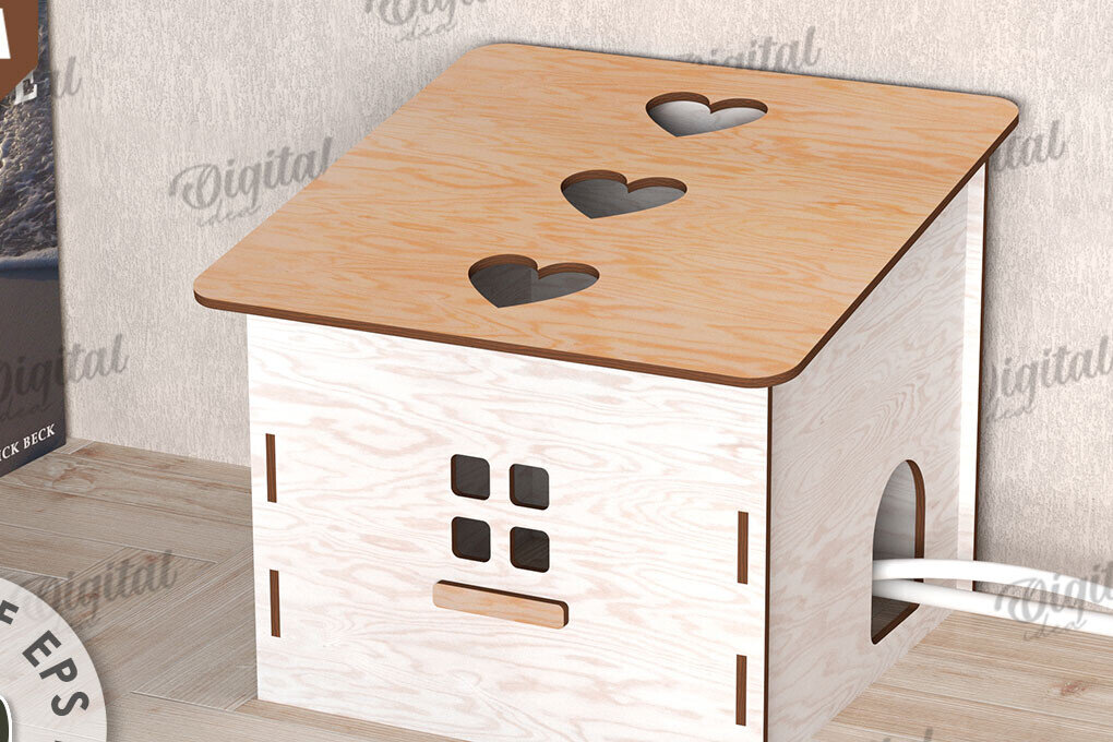 Σετ των 2 Intra απο ξύλο plywood 3mm-4mm πάχος – Ξύλινο κιβώτιο διαχείρισης καλωδίων Κοπή λέιζερ Δίασταση  20x20 cm INTRAFABR-112090475