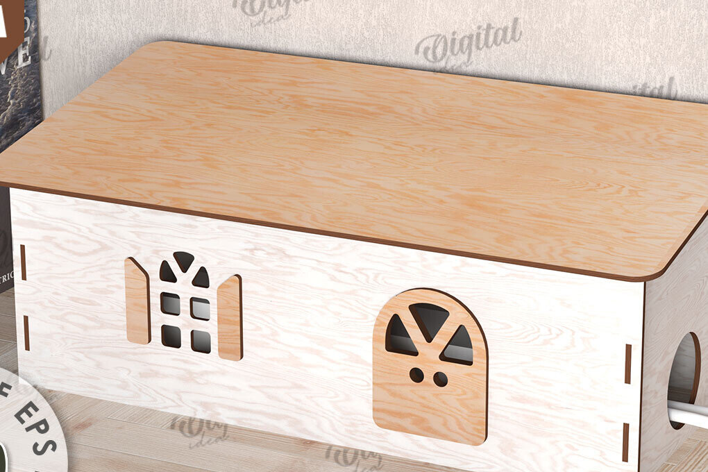 Σετ των 2 Intra απο ξύλο plywood 3mm-4mm πάχος – Ξύλινο κιβώτιο διαχείρισης καλωδίων Κοπή λέιζερ Δίασταση  20x20 cm INTRAFABR-112090667