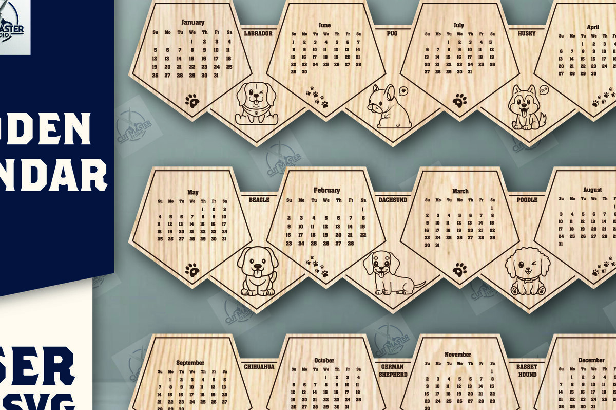 Σετ των 2 Intra απο ξύλο plywood 3mm-4mm πάχος – Ξύλινο Ημερολόγιο 2025 I Δίασταση  20x20 cm INTRAFABR-111230327