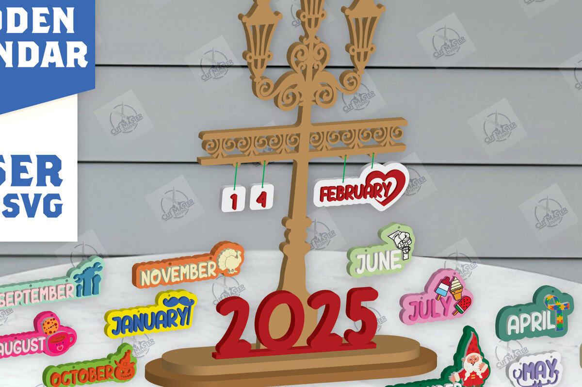 Σετ των 2 Intra απο ξύλο plywood 3mm-4mm πάχος – Ξύλινο Ημερολόγιο | 2025 Δίασταση  20x20 cm INTRAFABR-113330418