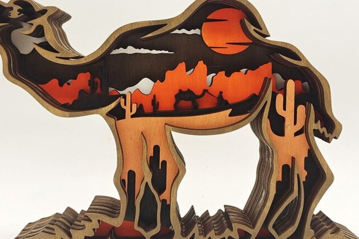 Σετ των 2 Intra απο ξύλο plywood 3mm-4mm πάχος – Ξύλινη καμήλα 3D Χριστουγεννιάτικο Στολίδι Δίασταση  20x20 cm INTRAFABR-51146220