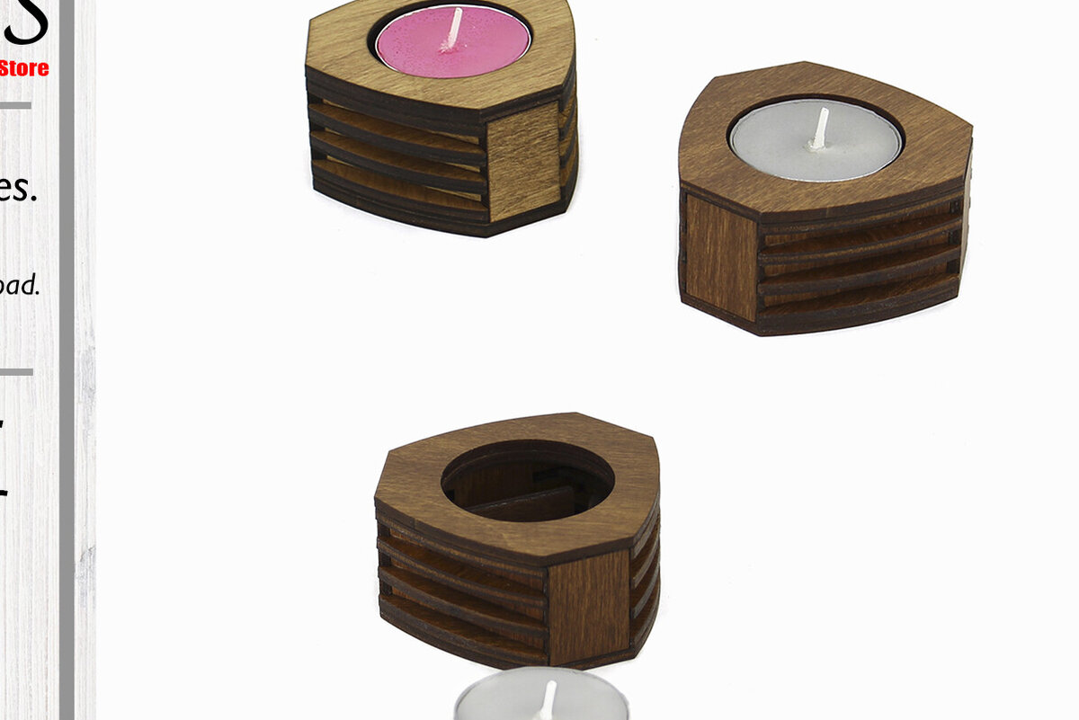 Σετ των 2 Intra απο ξύλο plywood 3mm-4mm πάχος – Ξύλινη Κηροπήγα. Αρχείο κοπής με λέιζερ Δίασταση  20x20 cm INTRAFABR-90346910