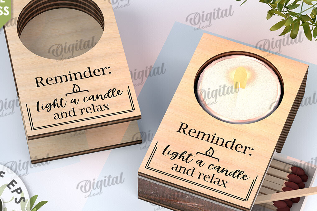 Σετ των 2 Intra απο ξύλο plywood 3mm-4mm πάχος – Ξύλινη Κηροπήγα με Υποδοχή Σπιρτόκουτου Δίασταση  20x20 cm INTRAFABR-112151020