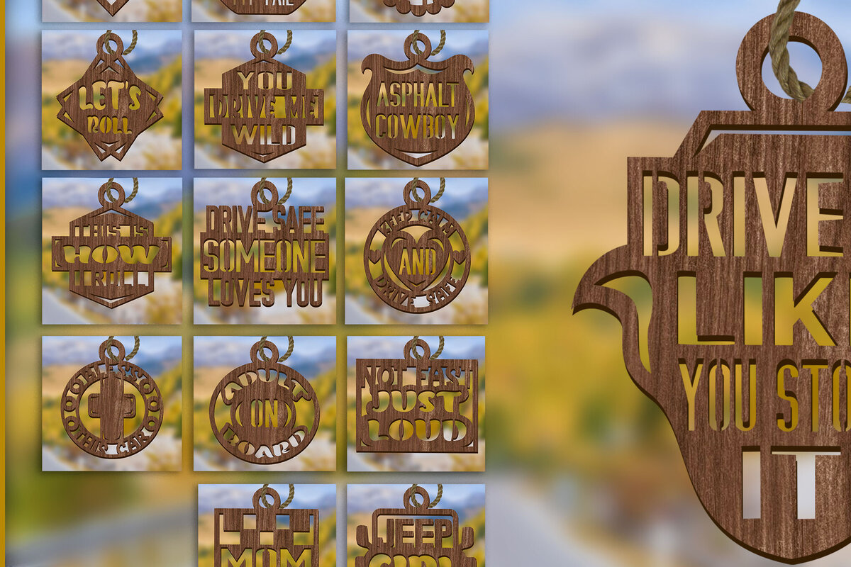 Σετ των 2 Intra απο ξύλο plywood 3mm-4mm πάχος – Ξύλινο πακέτο γούρια αυτοκινήτου. LaserCut Δίασταση  20x20 cm INTRAFABR-82309450