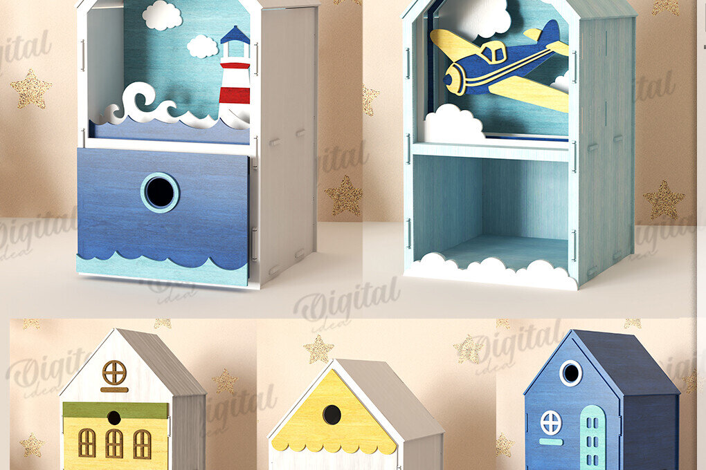 Σετ των 2 Intra απο ξύλο plywood 3mm-4mm πάχος – Πακέτο Ξύλινα Κουτιά Παιδικού Σπιτιού Δίασταση  20x20 cm INTRAFABR-120104264