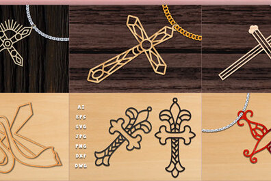 Σετ των 2 Intra απο ξύλο plywood 3mm-4mm πάχος – Σετ Ξύλινο Χριστιανικό Σταυρό Κολιέ Δίασταση  20x20 cm INTRAFABR-70106104