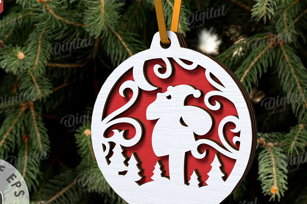 Σετ των 2 Intra απο ξύλο plywood 3mm-4mm πάχος – Ξύλινο χριστουγεννιάτικο ντεκόρ  κοπής με λέιζερ Δίασταση  20x20 cm INTRAFABR-107889136