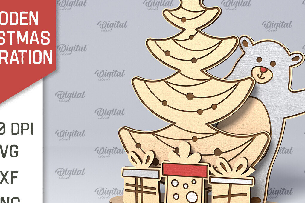 Σετ των 2 Intra απο ξύλο plywood 3mm-4mm πάχος – Ξύλινο χριστουγεννιάτικο ντεκόρ  κοπής με λέιζερ Δίασταση  20x20 cm INTRAFABR-107882300